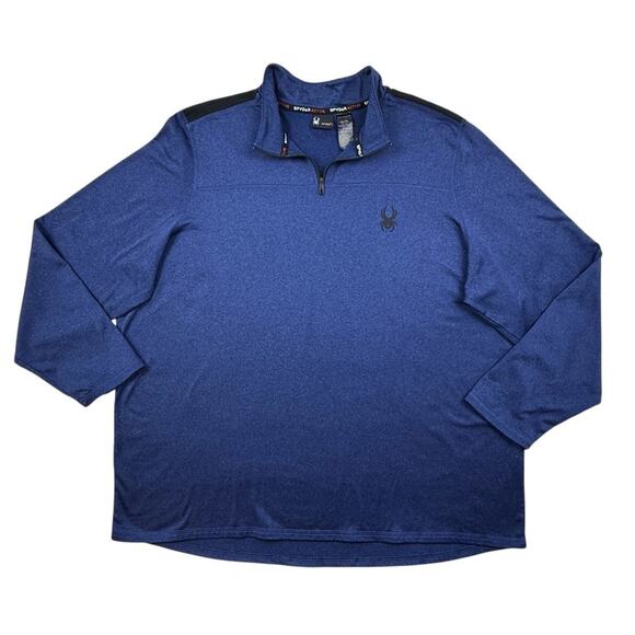 SPYDER Active Men's 1/4 Zip XXL Long Sleeve Pullover Blue ProWeb Back Logo - Picture 1 of 8